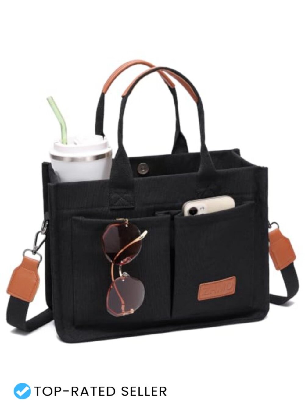 Canvas Tote Bag Crossbody Laptop Work Travel Nurse Teacher Large